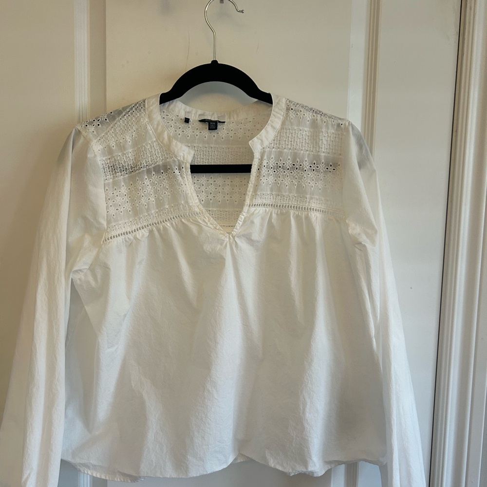 Buffalo David Bitton White Lace Accent Blouse